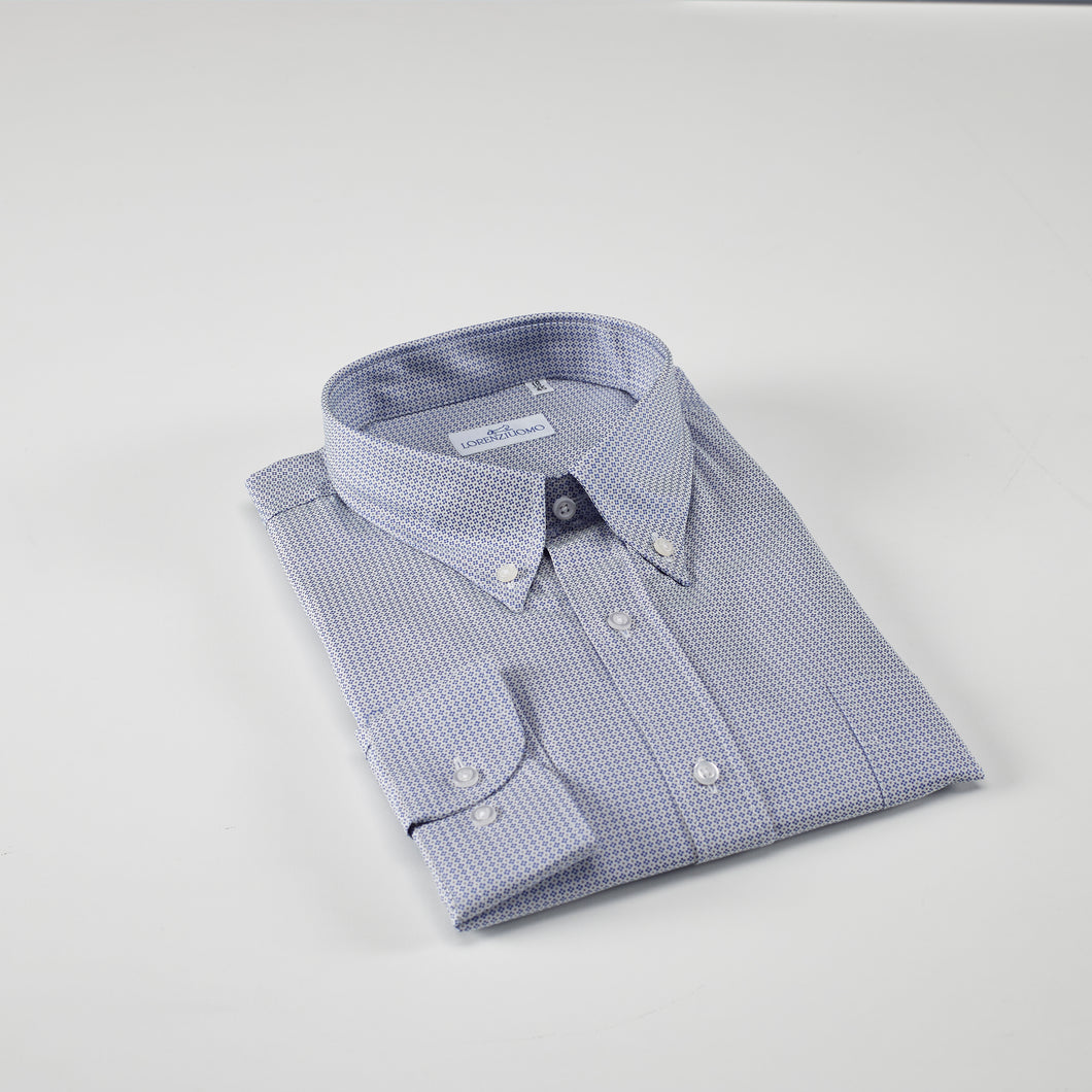 Camicia grigia perla regular collo button down con taschino 4037