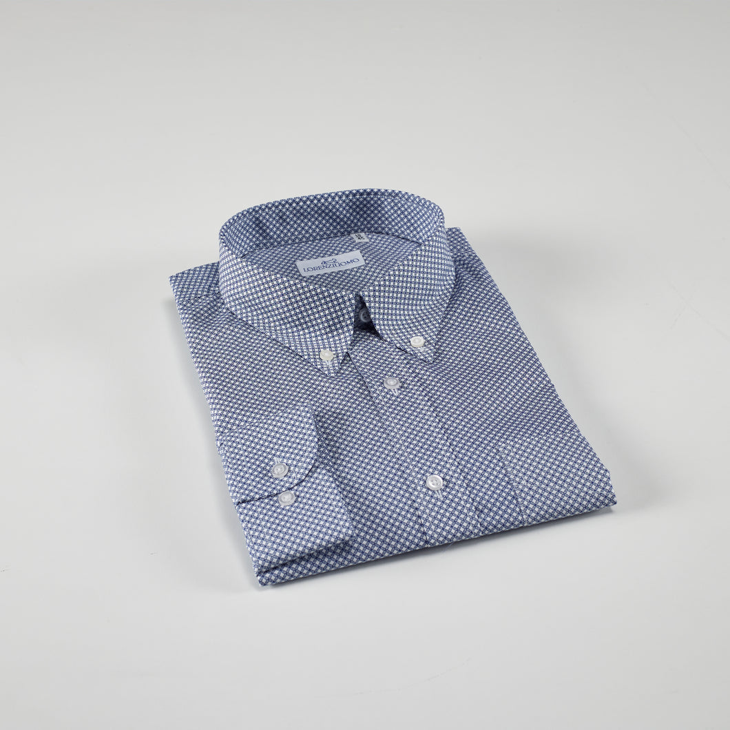 Camicia blu regular collo button down con taschino 4038