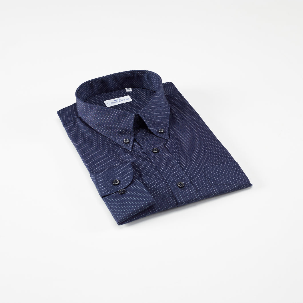 Camicia blu regular collo button down con taschino 4041