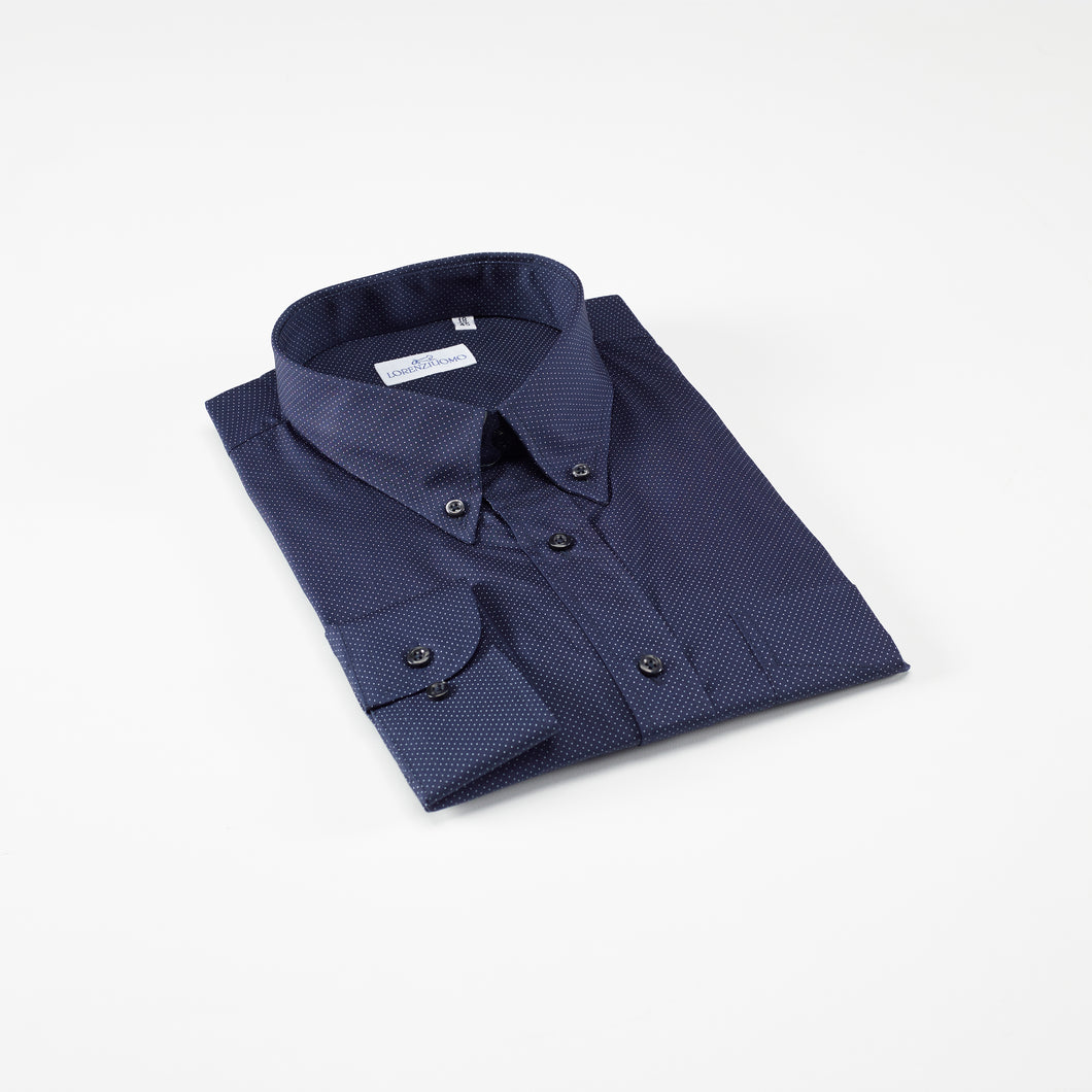Camicia blu regular collo bottondown con taschino 4041