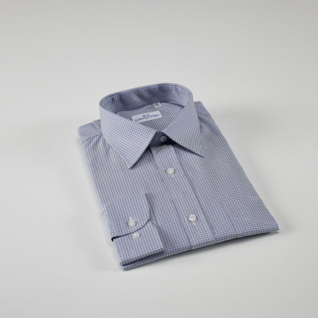 Camicia azzurra regular collo classico con taschino 4056