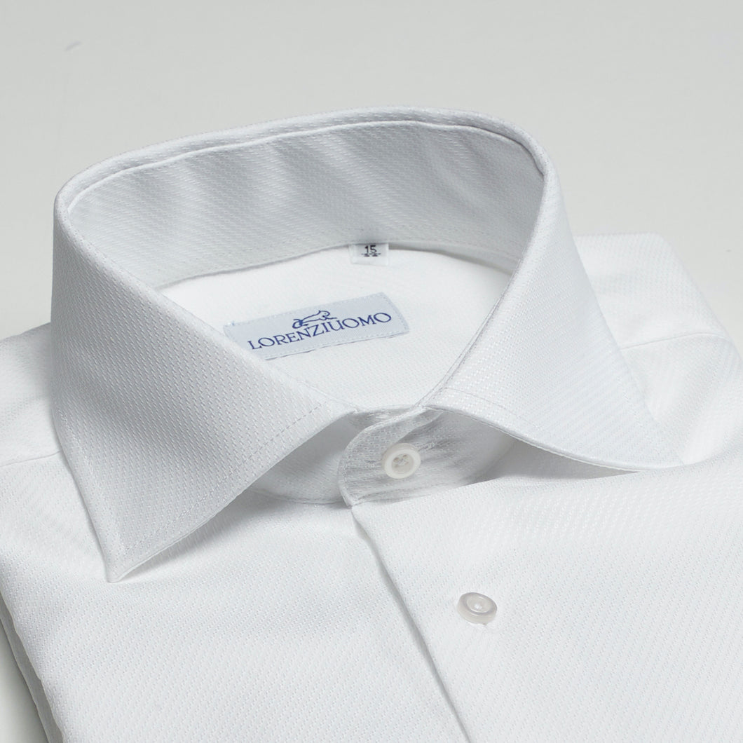 Camicia bianca slim collo francese senza taschino 4062
