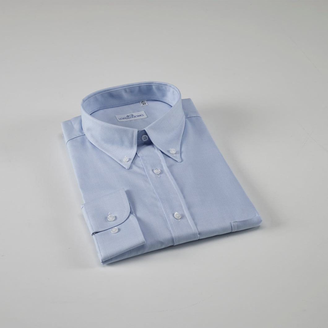 Camicia azzurra slim collo bottondown senza taschino 4077