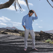 Carica l&#39;immagine nel visualizzatore di Gallery, Camicia azzurra slim collo button down 4076
